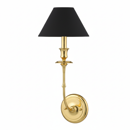 Moderne Wandlamp met Zwarte Stoffen Kap in Messing, Nikkel of Zwart – 1 of 2 Lichtpunten Design Verlichting