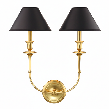 Moderne Wandlamp met Zwarte Stoffen Kap in Messing, Nikkel of Zwart – 1 of 2 Lichtpunten Design Verlichting