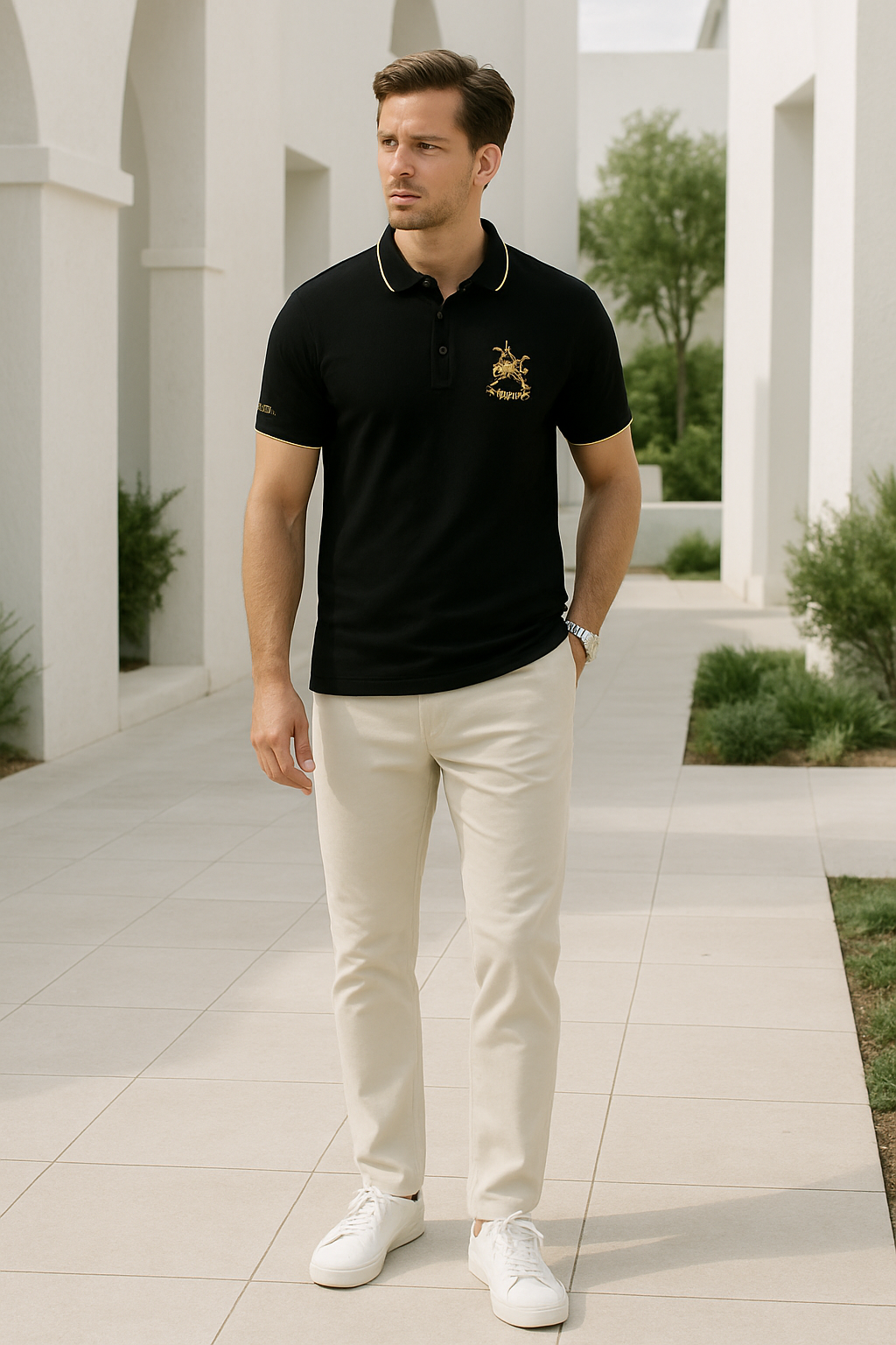 Mannen Polo Klassieke Stijl Met Borduurwerk