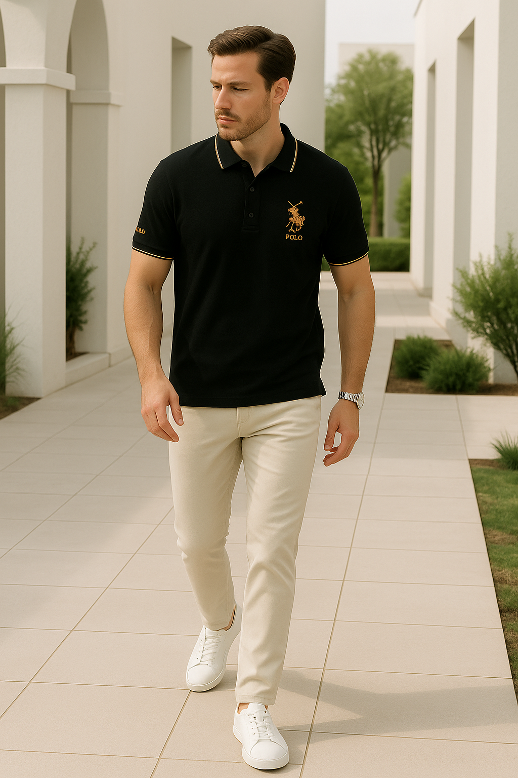 Mannen Polo Klassieke Stijl Met Borduurwerk