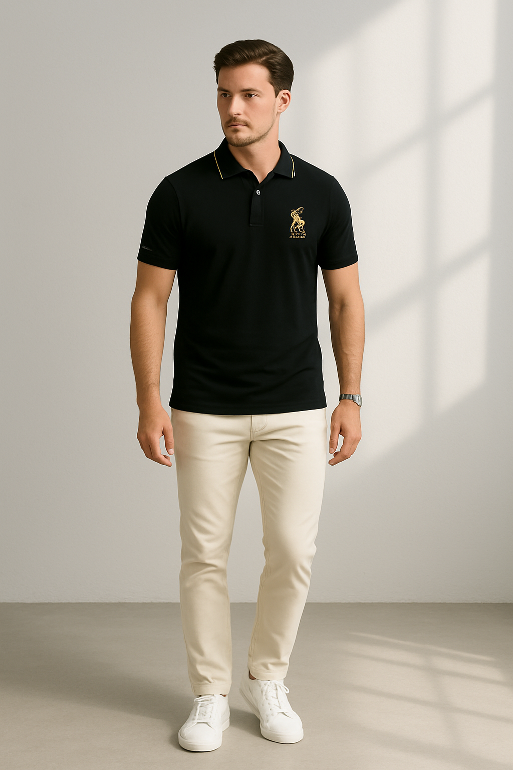 Mannen Polo Klassieke Stijl Met Borduurwerk
