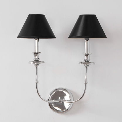 Moderne Wandlamp met Zwarte Stoffen Kap in Messing, Nikkel of Zwart – 1 of 2 Lichtpunten Design Verlichting