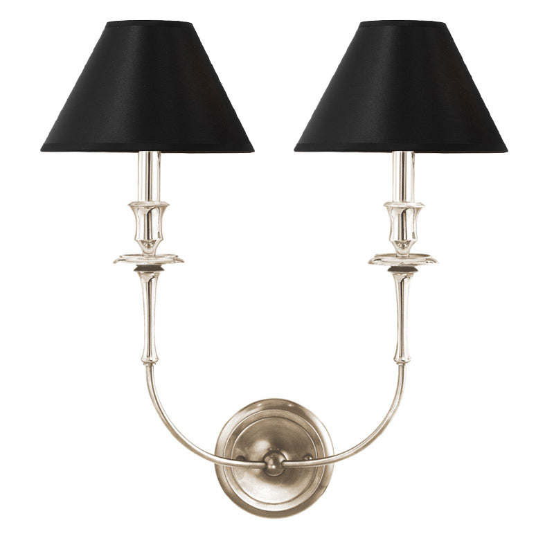 Moderne Wandlamp met Zwarte Stoffen Kap in Messing, Nikkel of Zwart – 1 of 2 Lichtpunten Design Verlichting