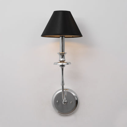 Moderne Wandlamp met Zwarte Stoffen Kap in Messing, Nikkel of Zwart – 1 of 2 Lichtpunten Design Verlichting