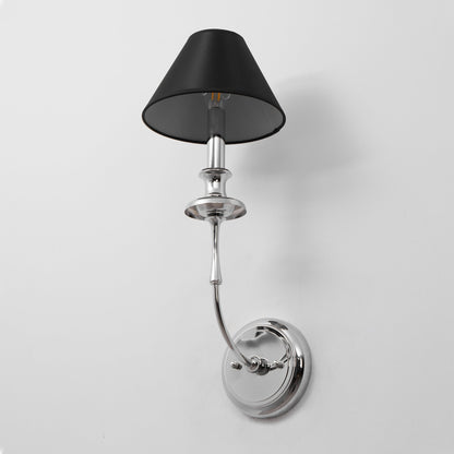 Moderne Wandlamp met Zwarte Stoffen Kap in Messing, Nikkel of Zwart – 1 of 2 Lichtpunten Design Verlichting