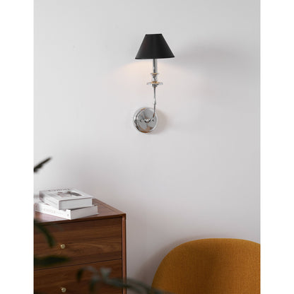 Moderne Wandlamp met Zwarte Stoffen Kap in Messing, Nikkel of Zwart – 1 of 2 Lichtpunten Design Verlichting