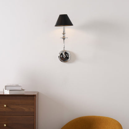 Moderne Wandlamp met Zwarte Stoffen Kap in Messing, Nikkel of Zwart – 1 of 2 Lichtpunten Design Verlichting