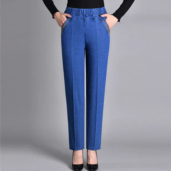Dames Jeans met Elastiek en Zijzakken Comfort Fit - StudioMarella