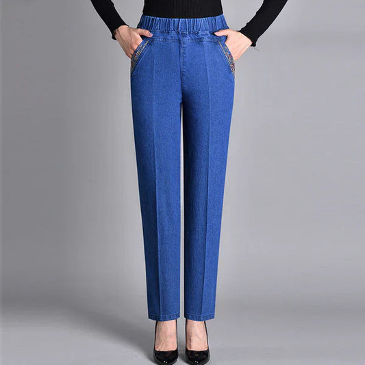 Dames Jeans met Elastiek en Zijzakken Comfort Fit - StudioMarella