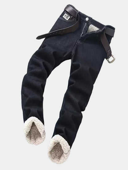Jeans met fleece-voering en regular fit