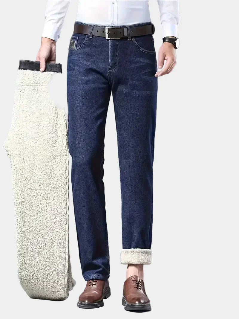 Jeans met fleece-voering en regular fit