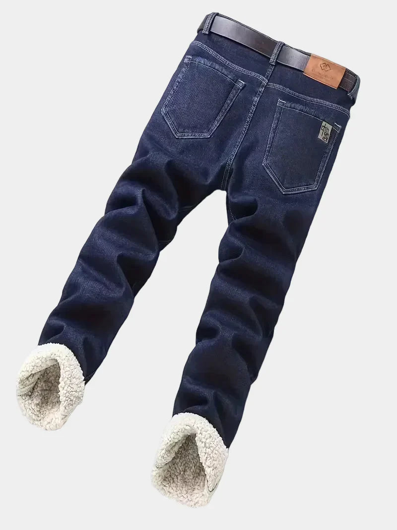 Jeans met fleece-voering en regular fit
