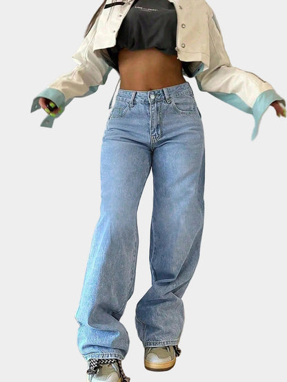 Comfortabele Jeans Rechte Pijpen Elastische Band - StudioMarella