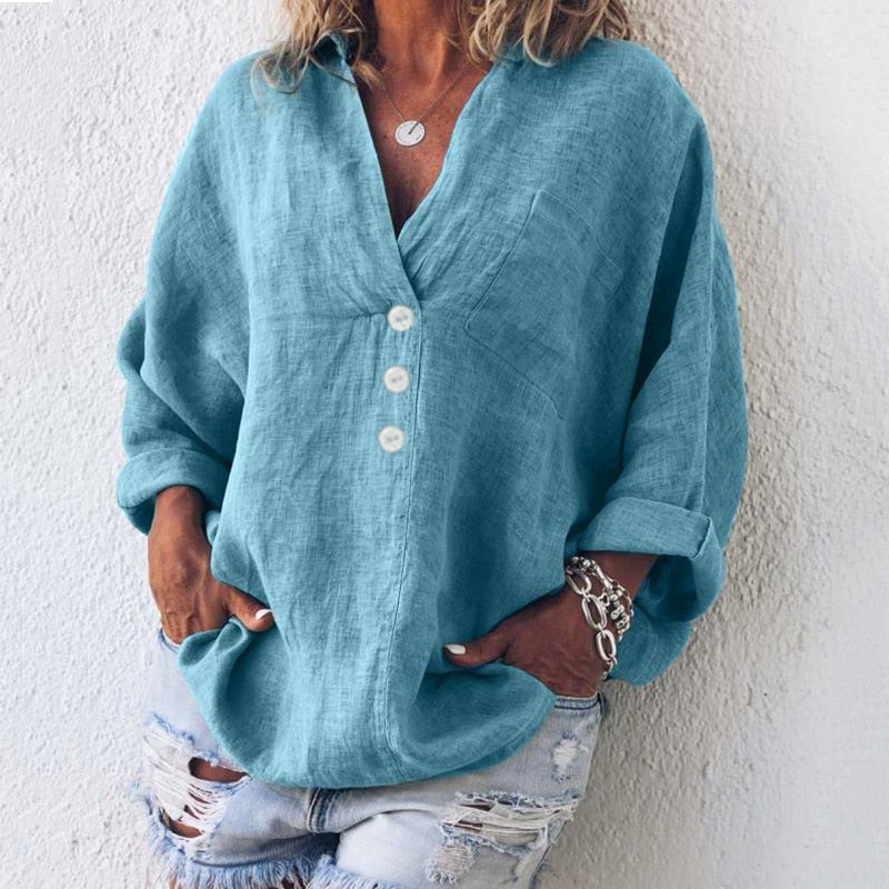 Elegante Vrouwelijke Blouse met Pofmouwen