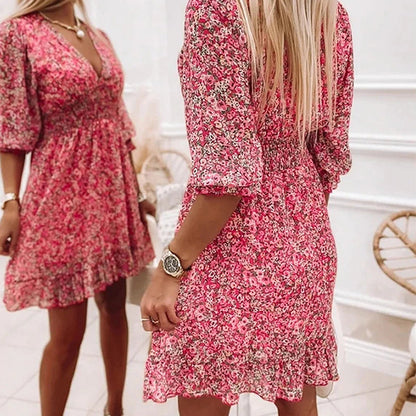 Zomerjurk Bloemenprint met Wijde Mouwen