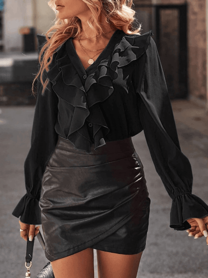 Elegante Blouse Lange Mouwen Geplooid Dame