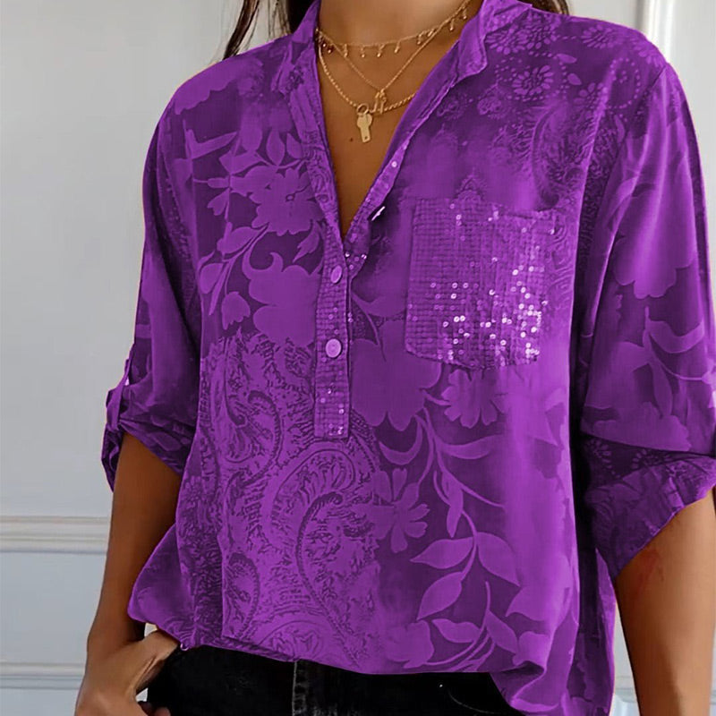 Vrouwelijke Zomertop met V-Hals Elegante Stijl