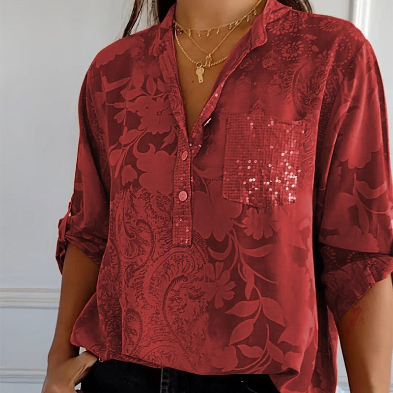 Vrouwelijke Zomertop met V-Hals Elegante Stijl
