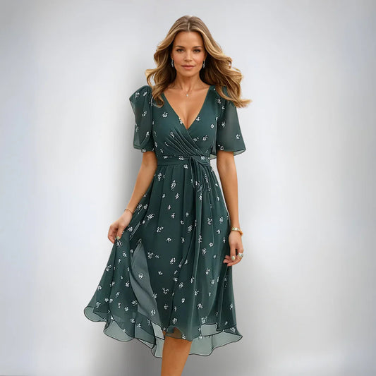 V-Hals Zomerjurk Elegante Korte Jurk voor Vrouw - StudioMarella