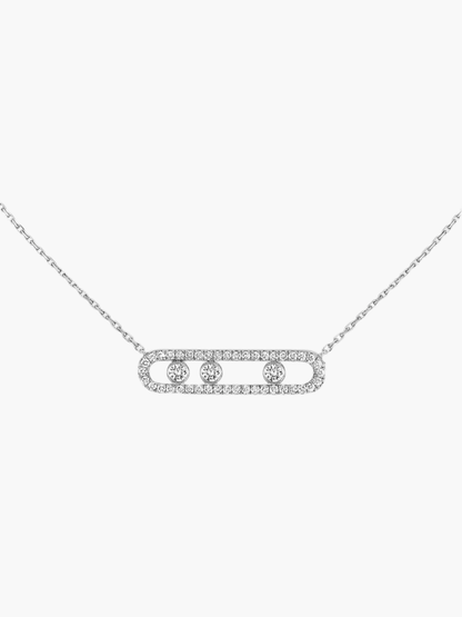 Zilveren Ketting met Bewegende Diamant Steen Zilver 925