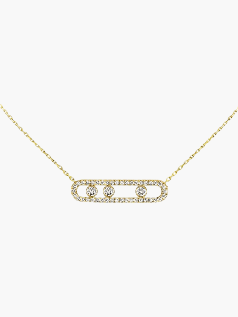 Zilveren Ketting met Bewegende Diamant Steen Zilver 925