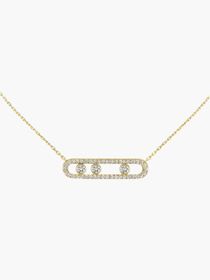 Zilveren Ketting met Bewegende Diamant Steen Zilver 925