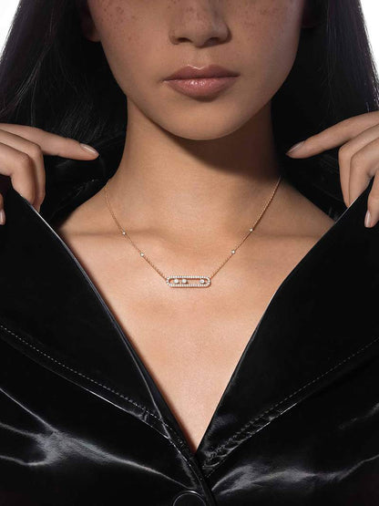 Zilveren Ketting met Bewegende Diamant Steen Zilver 925