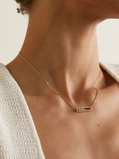 Zilveren Ketting met Bewegende Diamant Steen Zilver 925