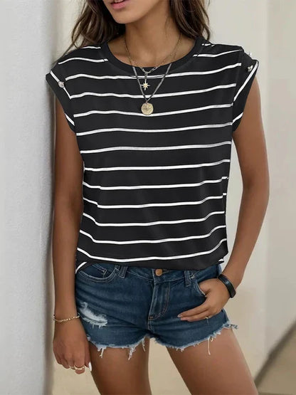 Retro Zomer Top voor Dames Gestreept Koreaanse Stijl