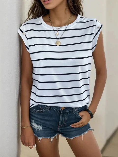Retro Zomer Top voor Dames Gestreept Koreaanse Stijl - StudioMarella
