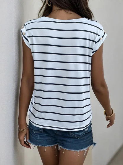 Retro Zomer Top voor Dames Gestreept Koreaanse Stijl