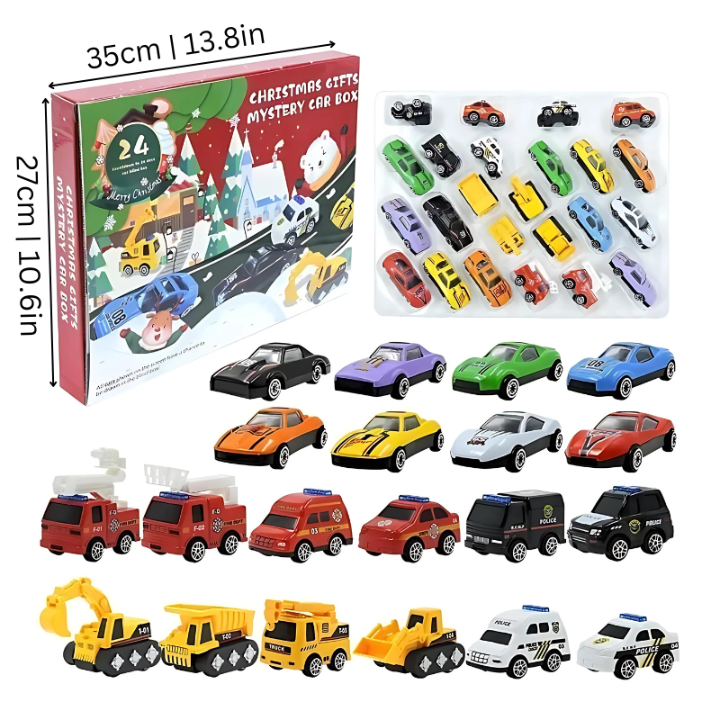 Speelgoed Auto Adventskalender 24 Stuks Kerst Aftelkalender Kinderen Verrassingskalender Voertuigen