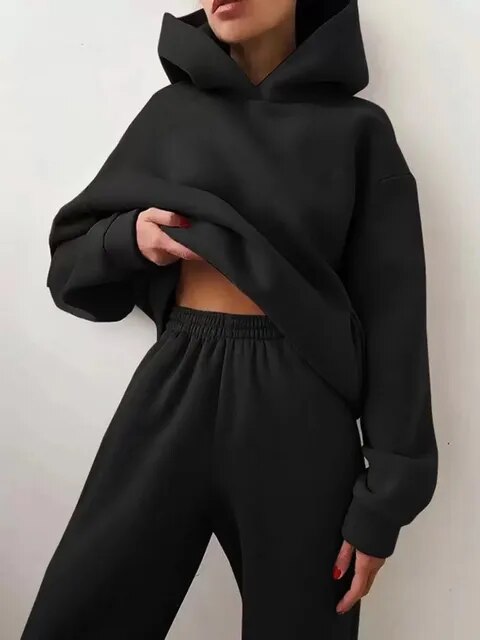 Dames Trainingspak Set Met Hoodie en Broek Loose Fit
