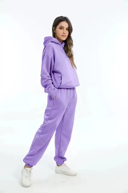 Dames Trainingspak Set Met Hoodie en Broek Loose Fit