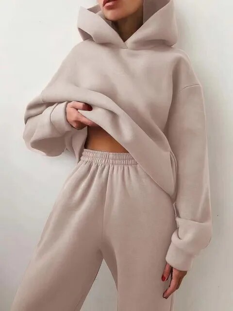 Dames Trainingspak Set Met Hoodie en Broek Loose Fit