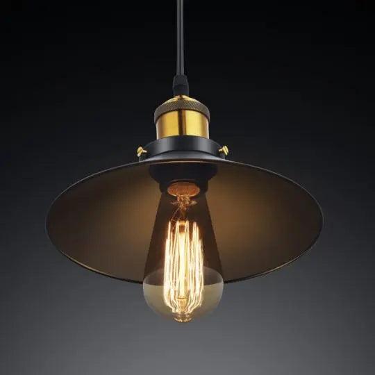 Moderne Scandinavische Industriële Hanglamp – Zwart met Gouden Accenten
