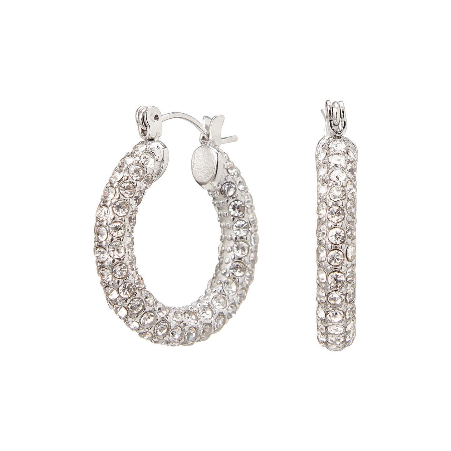 Oorbellen Hoops Elegante Zirconia Steentjes Glanzend Zilver