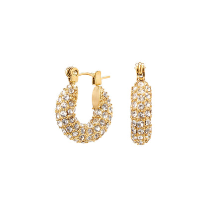 Oorbellen Hoops Elegante Zirconia Steentjes Glanzend Zilver - StudioMarella