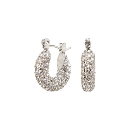 Oorbellen Hoops Elegante Zirconia Steentjes Glanzend Zilver