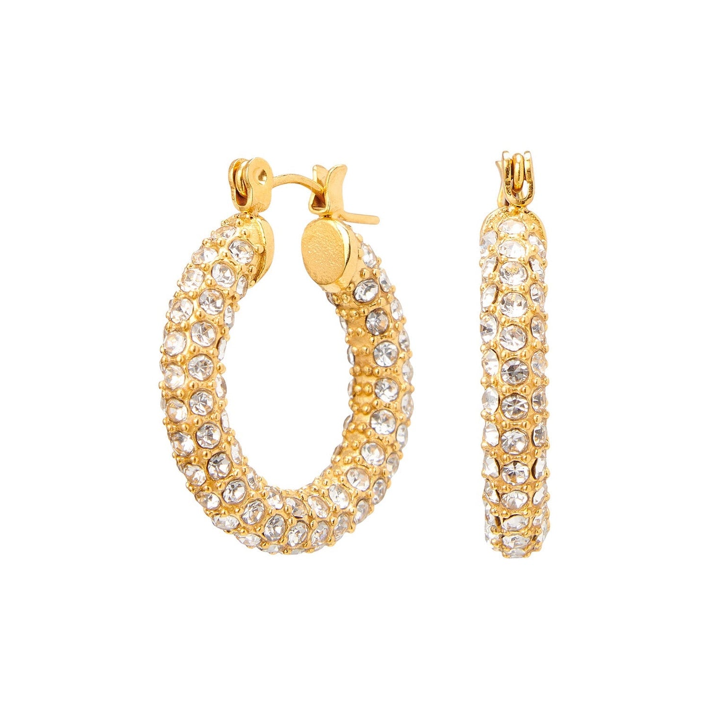 Oorbellen Hoops Elegante Zirconia Steentjes Glanzend Zilver