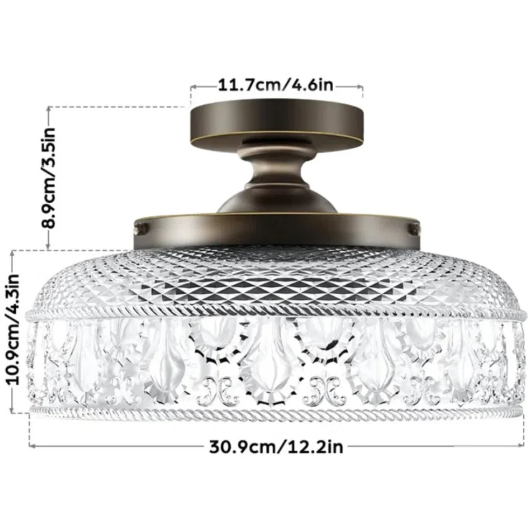 Moderne Plafondlamp met Getextureerde Glazen Schijf – Goud, Zwart & Groen – Ø30cm Designverlichting voor Woonkamer, Slaapkamer, Gang