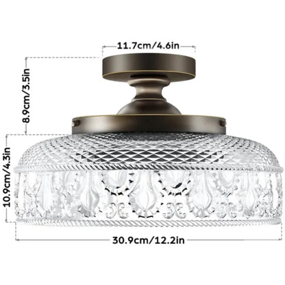 Moderne Plafondlamp met Getextureerde Glazen Schijf – Goud, Zwart & Groen – Ø30cm Designverlichting voor Woonkamer, Slaapkamer, Gang