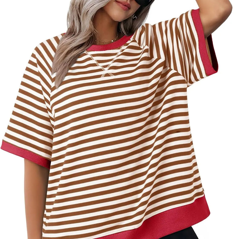 Vrouwelijke Blouse Korte Mouw Streepjes