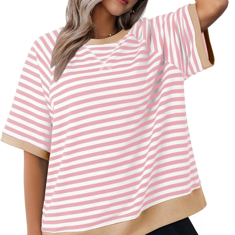 Vrouwelijke Blouse Korte Mouw Streepjes