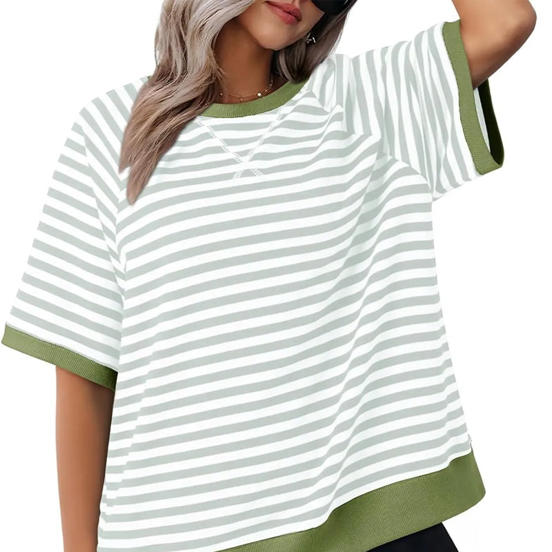 Vrouwelijke Blouse Korte Mouw Streepjes
