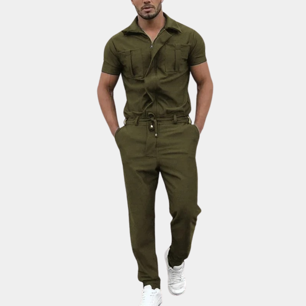 Heren Jumpsuit Strak Met Polokraag Comfortabel Design - StudioMarella