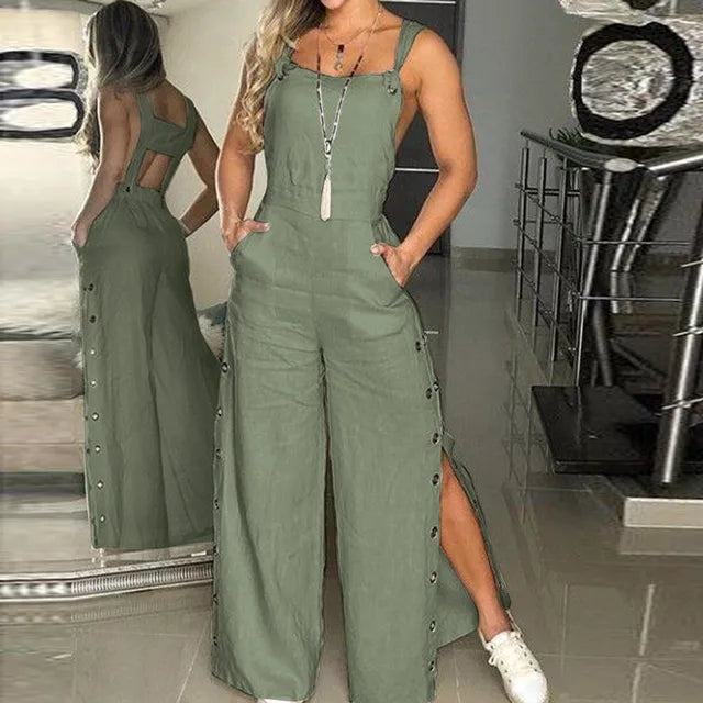 Jumpsuit met Knopen en Zakken Voor Vrouw - StudioMarella