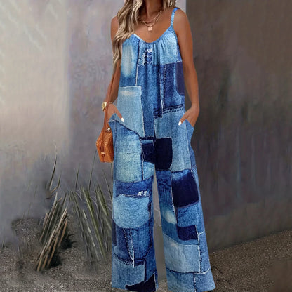 Jumpsuit Wijde Pijpen Denim Stijl