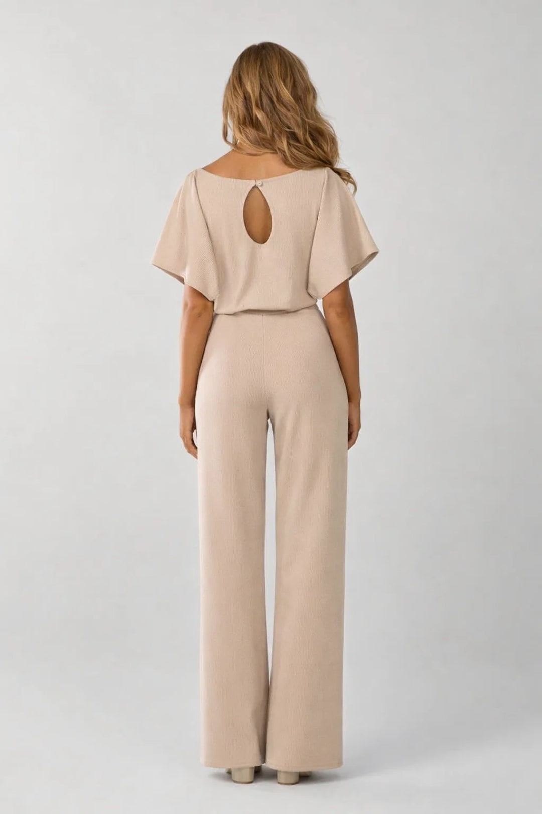 Dames Jumpsuit Wijd met Ceintuur en Boothals Elegant
