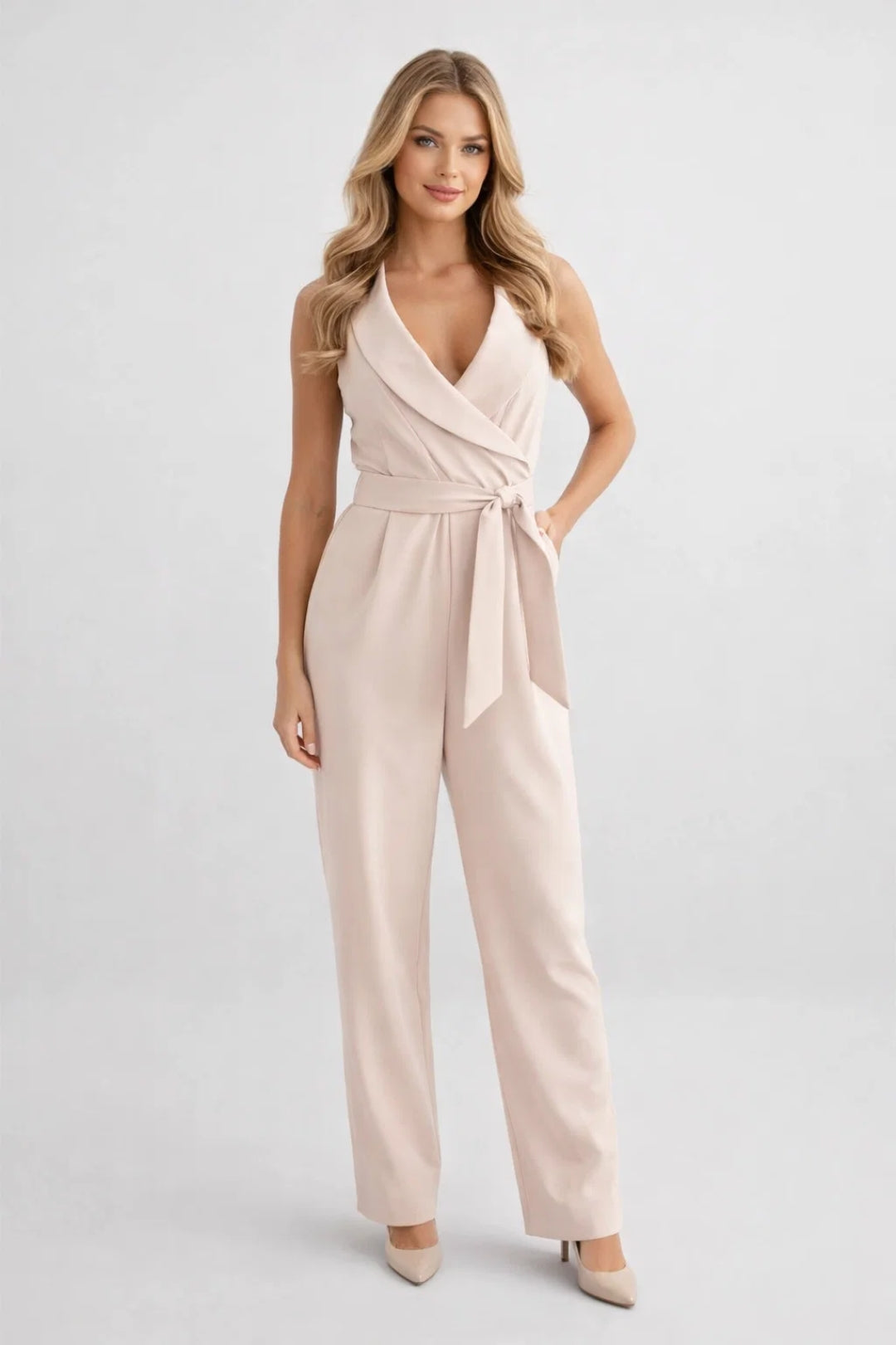 Dames Jumpsuit Mouwloos met Ceintuur Elegant Zwart - StudioMarella